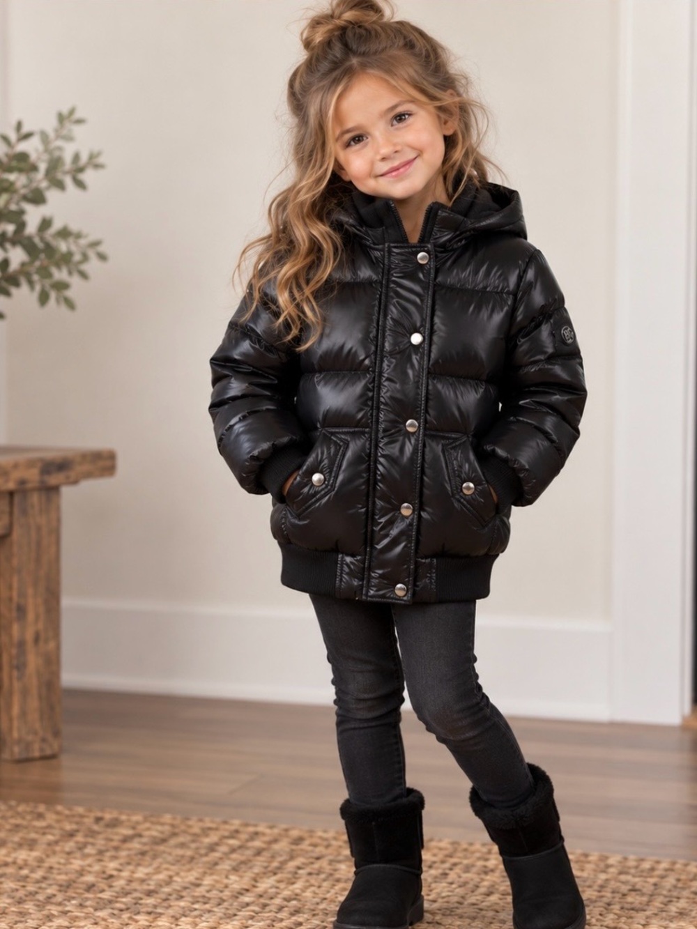 NWT DKNY Youth Girl Hooded Puffer Jacket